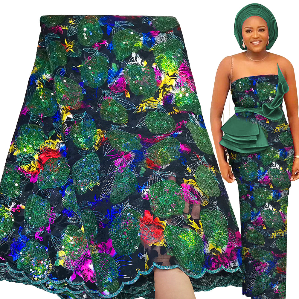 Bestway Fashion African Lace Fabric 5 Yards 2023 High Quality Sequin Embroidery French Tulle Material