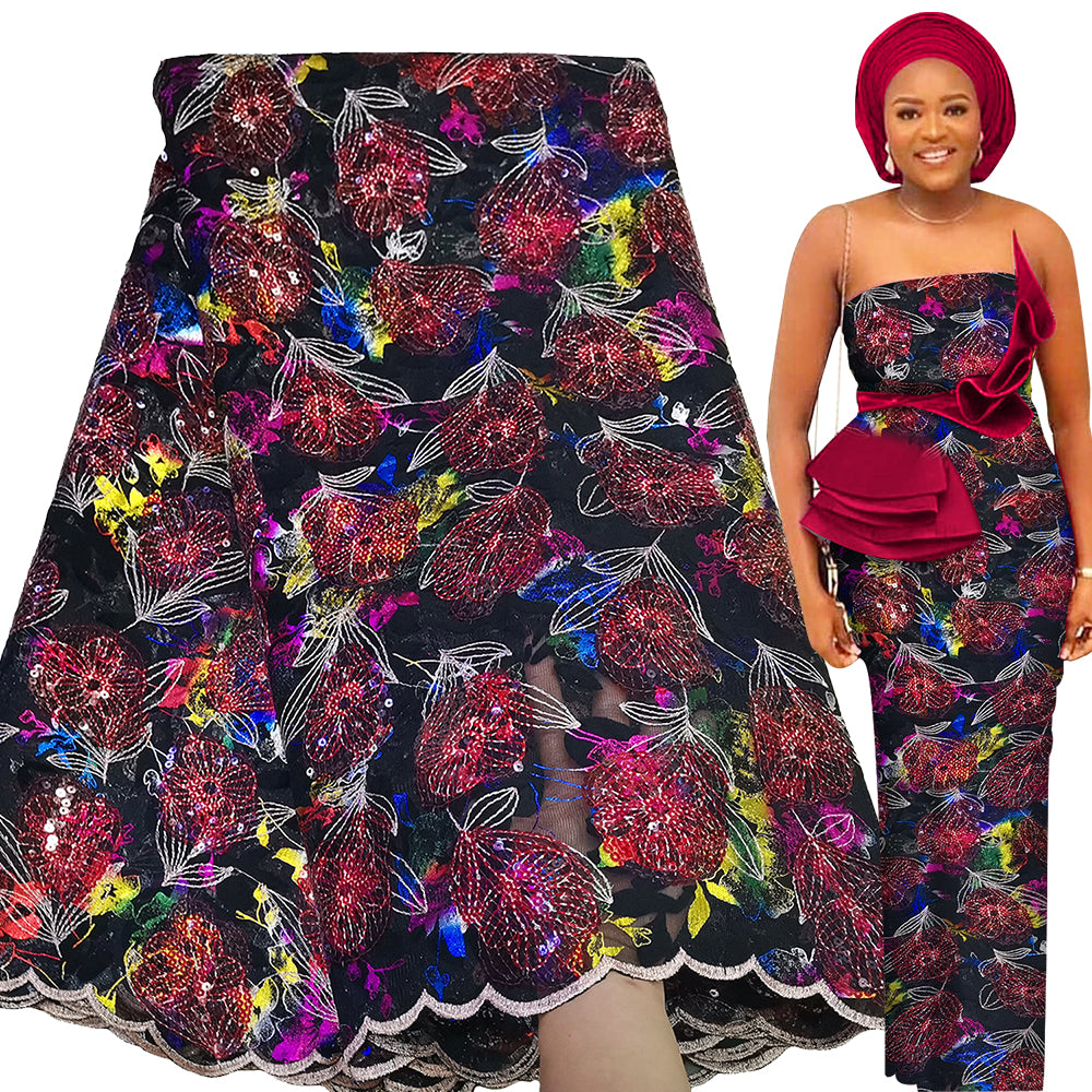 Bestway Fashion African Lace Fabric 5 Yards 2023 High Quality Sequin Embroidery French Tulle Material