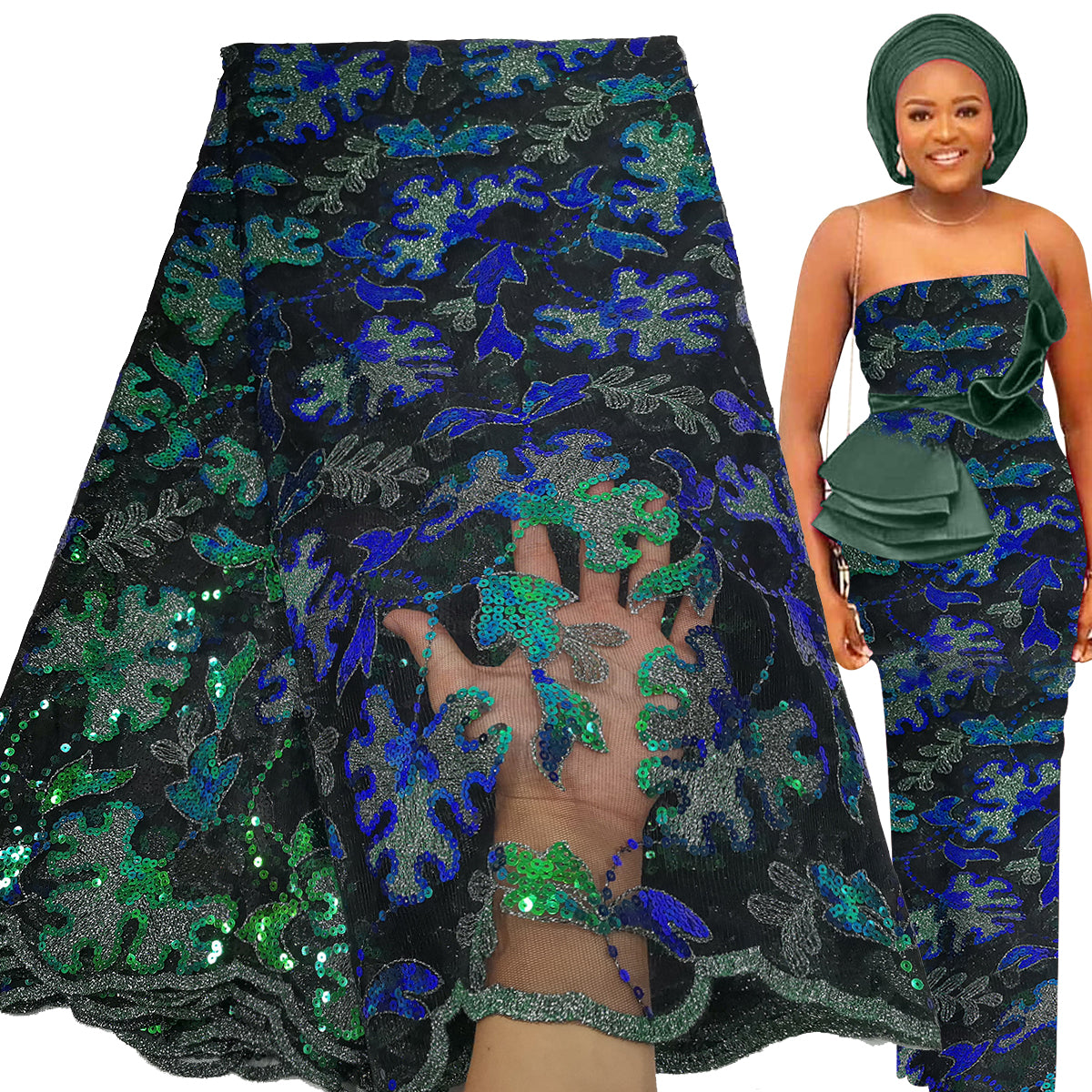Bestway French Tulle Lace Fabric 5 Yards Nigerian Party Sequin Embroidery African Lace Fabric