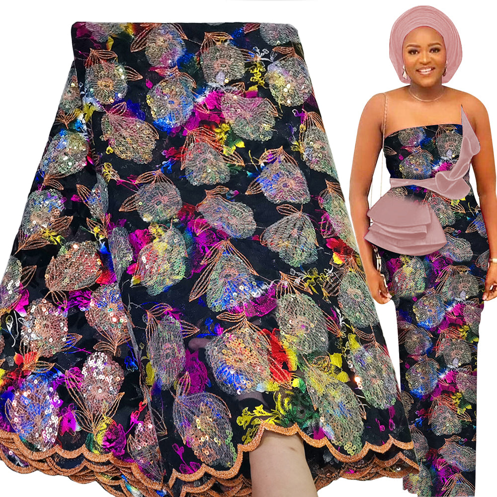 Bestway Fashion African Lace Fabric 5 Yards 2023 High Quality Sequin Embroidery French Tulle Material