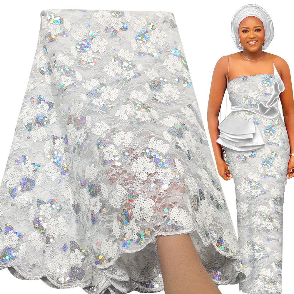Bestway French Tulle Lace Fabric Sequins Embroidery African Lace Fabric