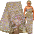 Bestway French Tulle Lace Fabric 5 Yards Nigerian Party Sequin Embroidery African Lace Fabric