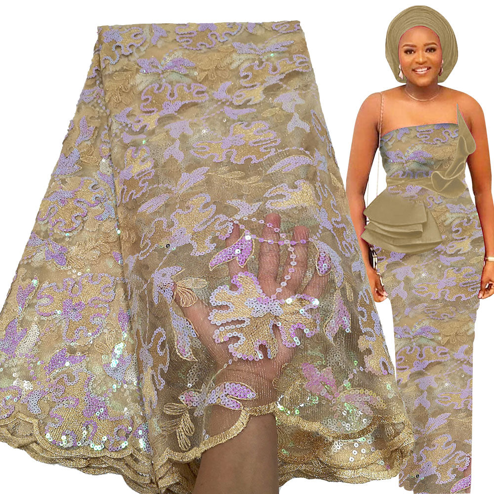 Bestway French Tulle Lace Fabric 5 Yards Nigerian Party Sequin Embroidery African Lace Fabric