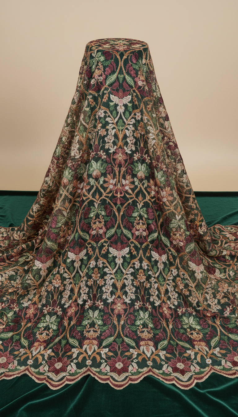 Emerald Forest Exclusive Lace Pattern Fabric