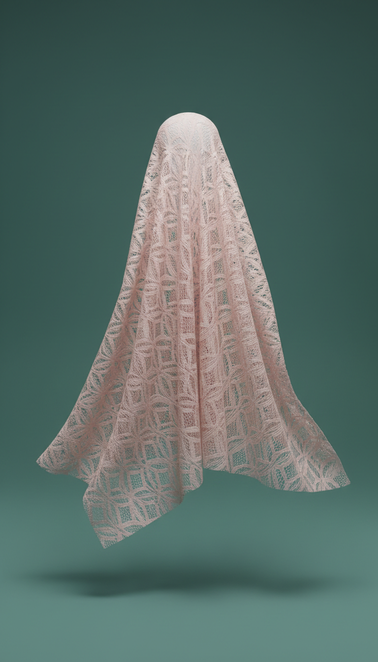 Blush pink geometric-patterned luxury lace fabric