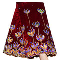 Elegant Sequins Embroidery African Velvet Lace Fabric 5 Yards (VL0041)