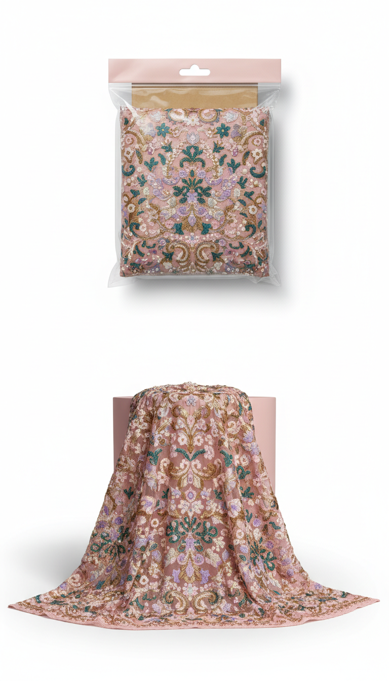 Soft Pink Embellished Lace Garment Package