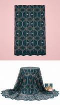 Deep Teal Geometric Lace Yardage