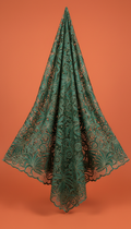 Emerald palm floral motif premium lace fabric