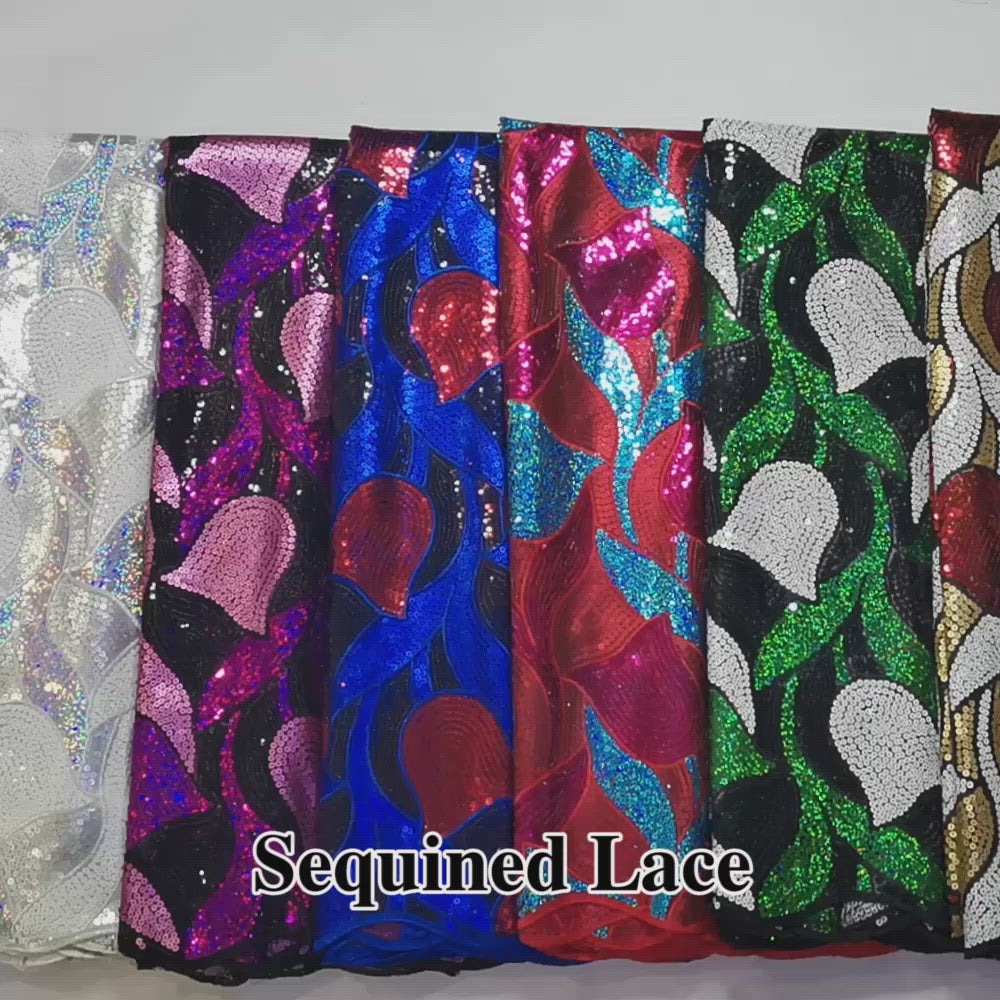 Popular French Net Sequence Lace Fabric