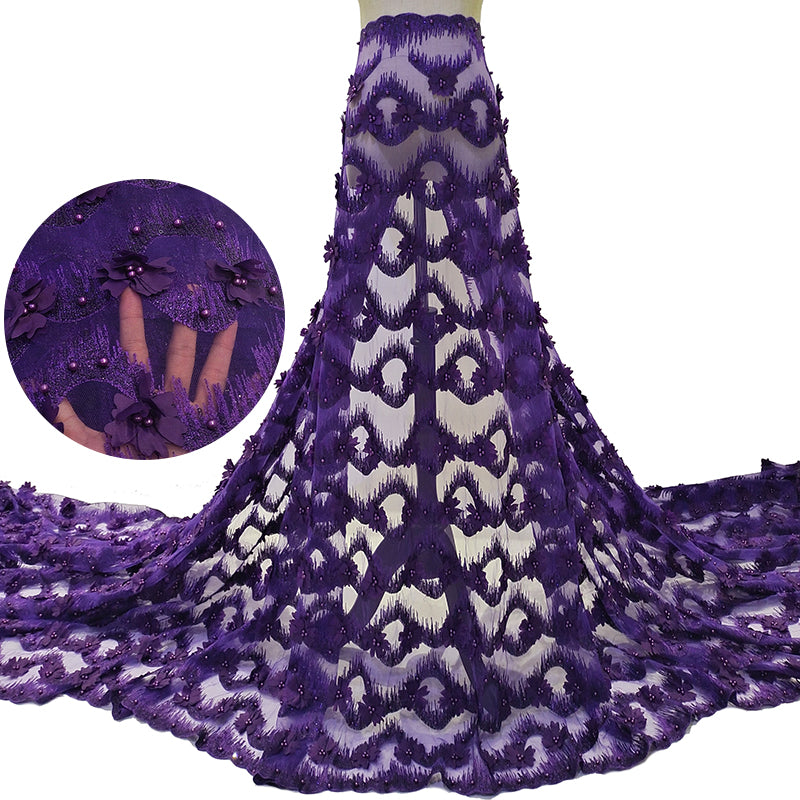 Exclusive African 3D Flower Lace Fabric 5 Yards Free Shipping