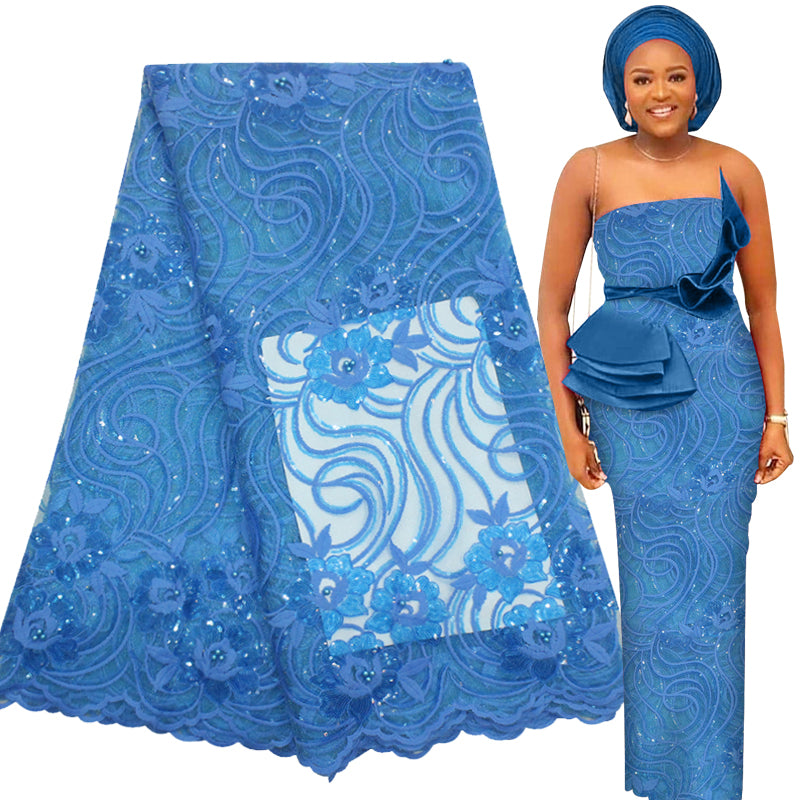 Sequin Embroidery Net Lace Fabric (FL05656)