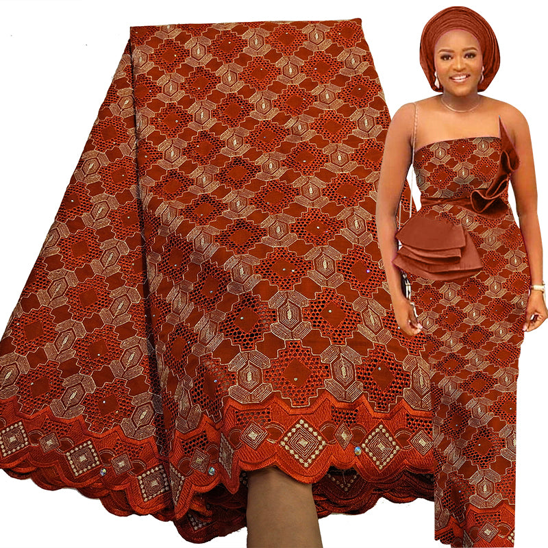 African Swiss Voile Lace Fabric 5 Yards with Million Stones