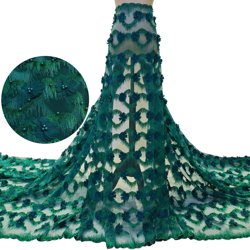 Exclusive African 3D Flower Lace Fabric 5 Yards Free Shipping