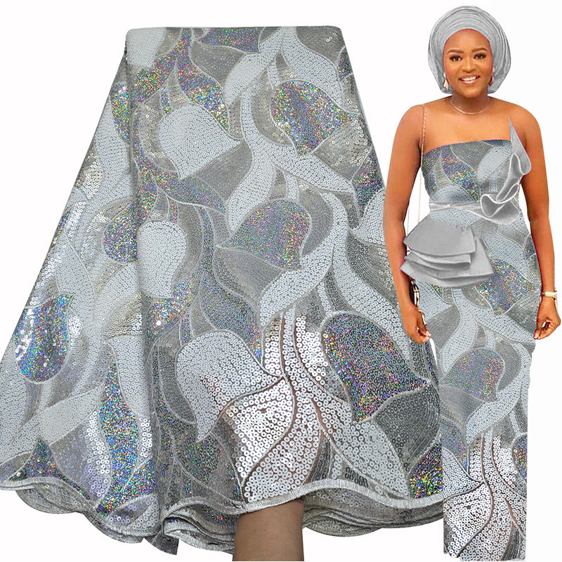 Popular French Net Sequence Lace Fabric