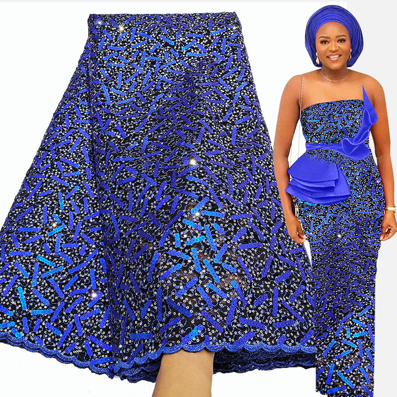 Latest High Quality Sequin Lace Fabric 5 Yards Free Shipping
