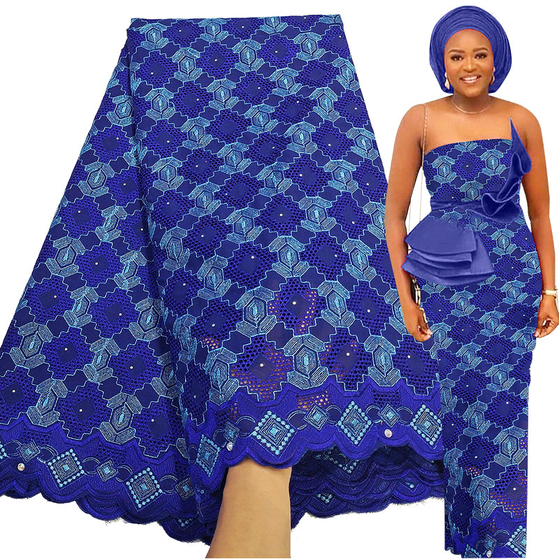 African Swiss Voile Lace Fabric 5 Yards with Million Stones