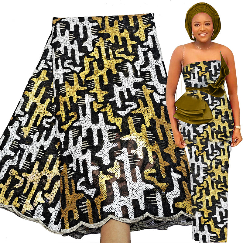 High quality colorful dress fabric sequins lace fabric for women