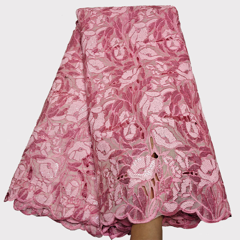 Handcut Organza Sequins Lace Fabric (FL0597)