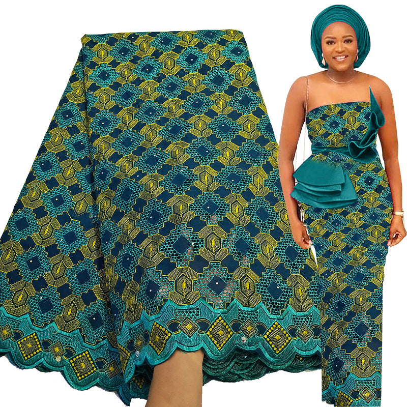 African Swiss Voile Lace Fabric 5 Yards with Million Stones