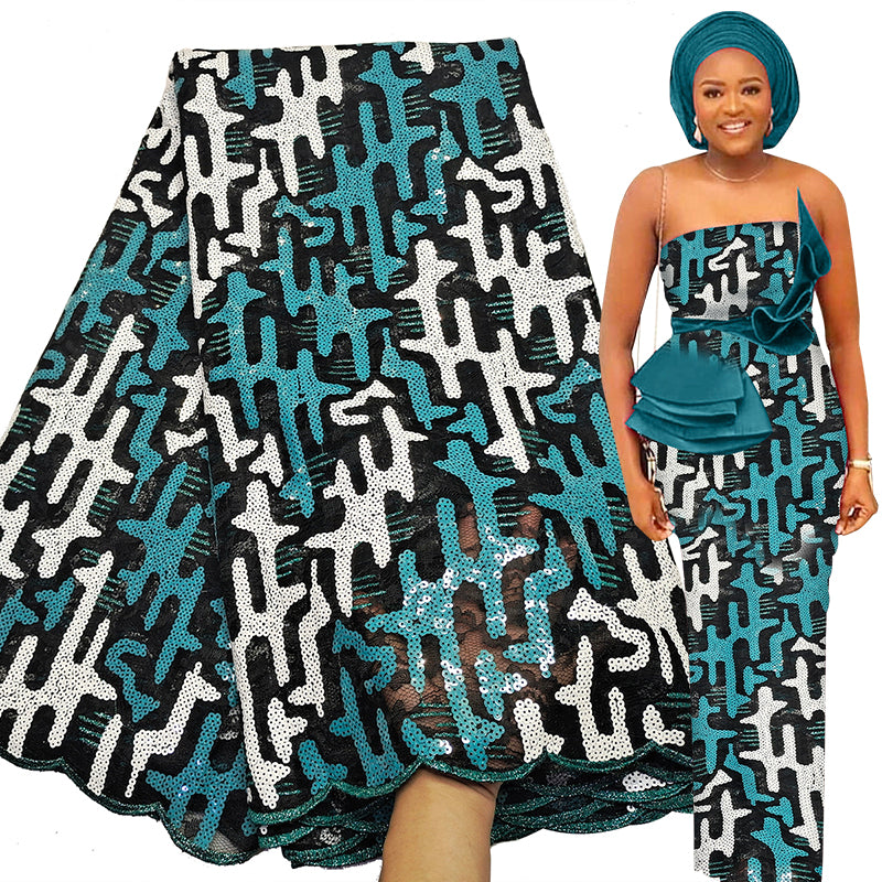 High quality colorful dress fabric sequins lace fabric for women
