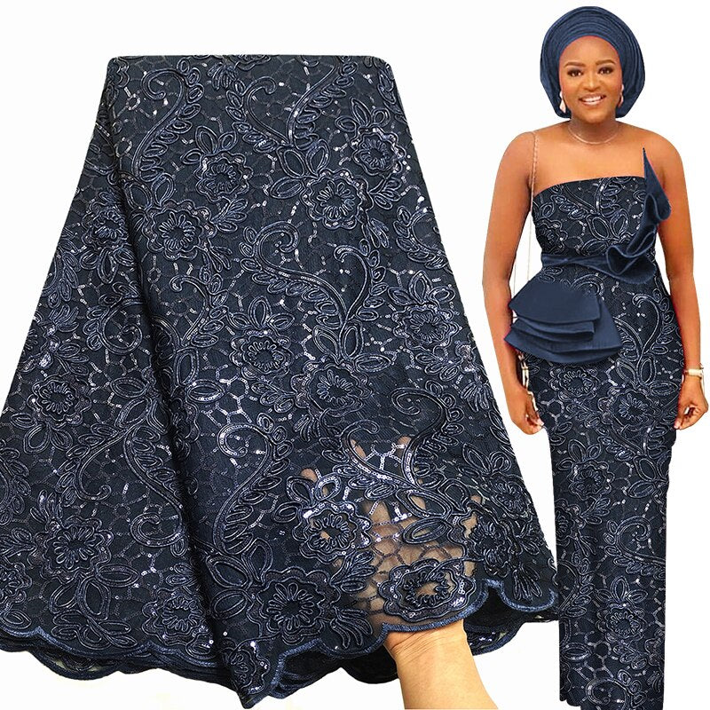 Bestway Luxury African Lace Fabric 5 Yards 2021 High Quality Band Embroidery Sequin Net Lace Material Nigerian Celebrant Fabrics