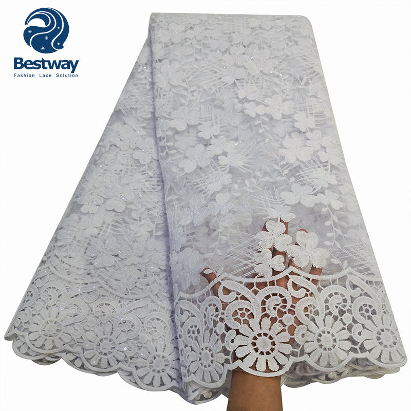 Sequins Embroidery White French Tulle Lace