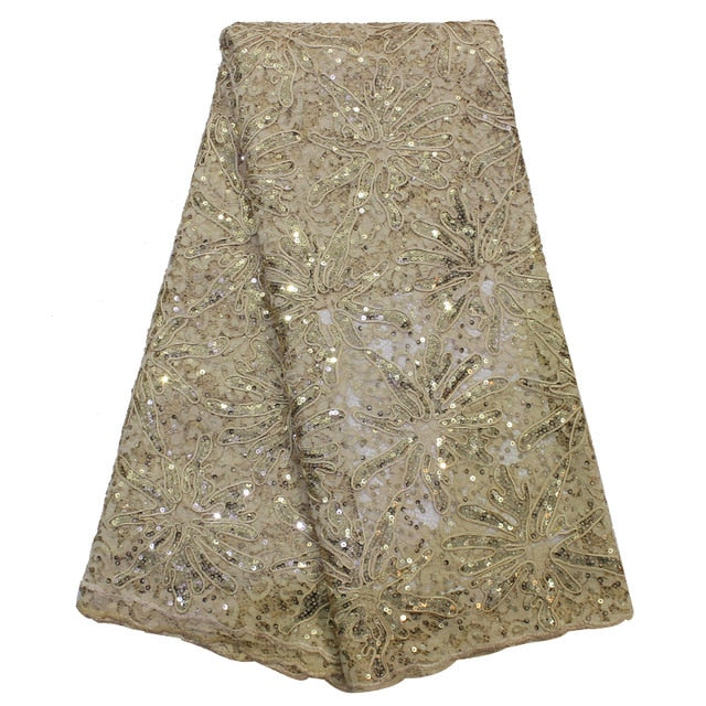 Raschel Net Sequin Embroidery Corded Lace Fabric