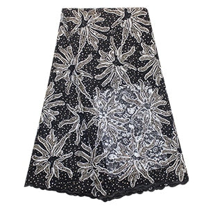 Raschel Net Sequin Embroidery Corded Lace Fabric