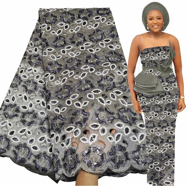 Multicolor Sequins Embroidery Organza Lace Fabric