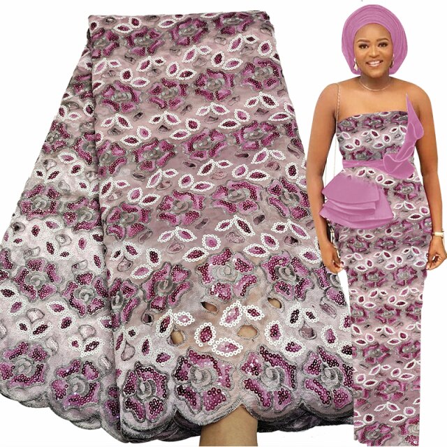 Multicolor Sequins Embroidery Organza Lace Fabric