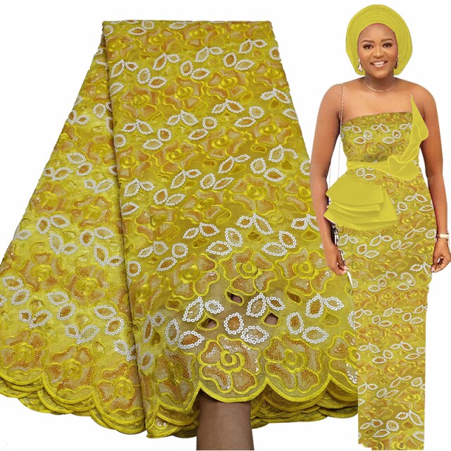 Multicolor Sequins Embroidery Organza Lace Fabric