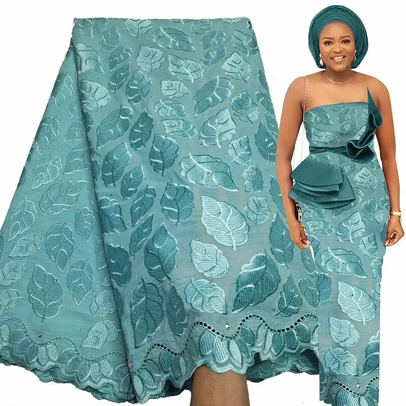 Bestway Latest 100%  Cotton Swiss Voile Lace Fabric 5 Yards 2021 High Quality Nigerian Party Wear Gown African Lace Fabric