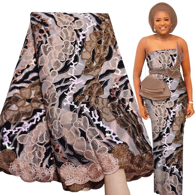 Bestway Unique Laser-cut Velvet Net Embroidery Sequin Lace Fabric