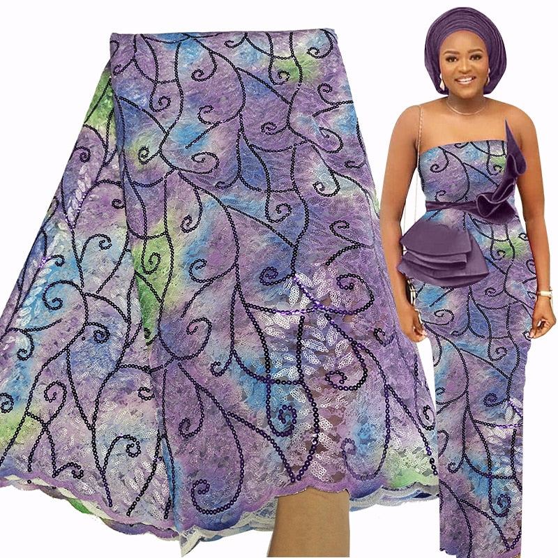 Bestway Luxury Printed Raschel Net Sequins French Lace