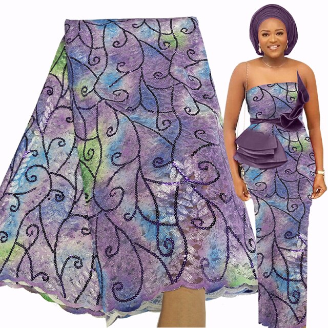 Bestway Luxury Printed Raschel Net Sequins French Lace