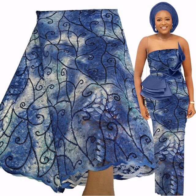 Bestway Luxury Printed Raschel Net Sequins French Lace