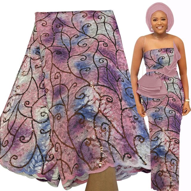 Bestway Luxury Printed Raschel Net Sequins French Lace