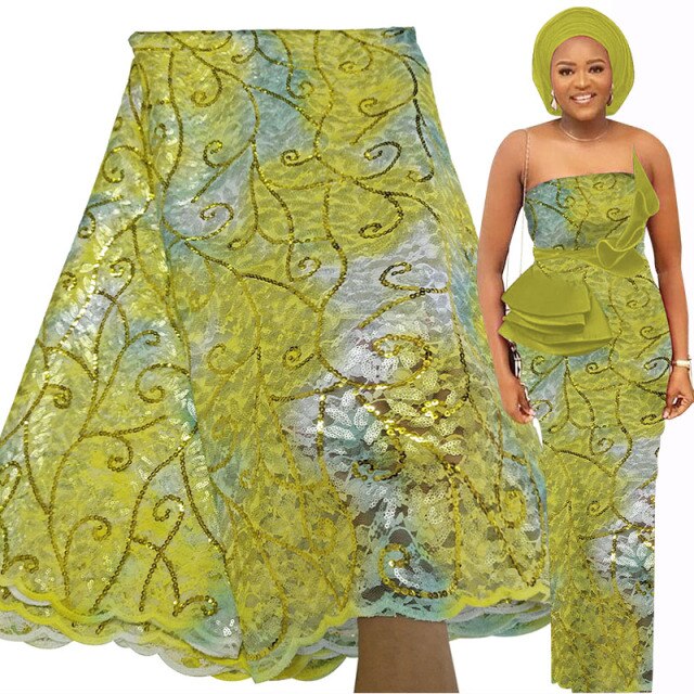 Bestway Luxury Printed Raschel Net Sequins French Lace