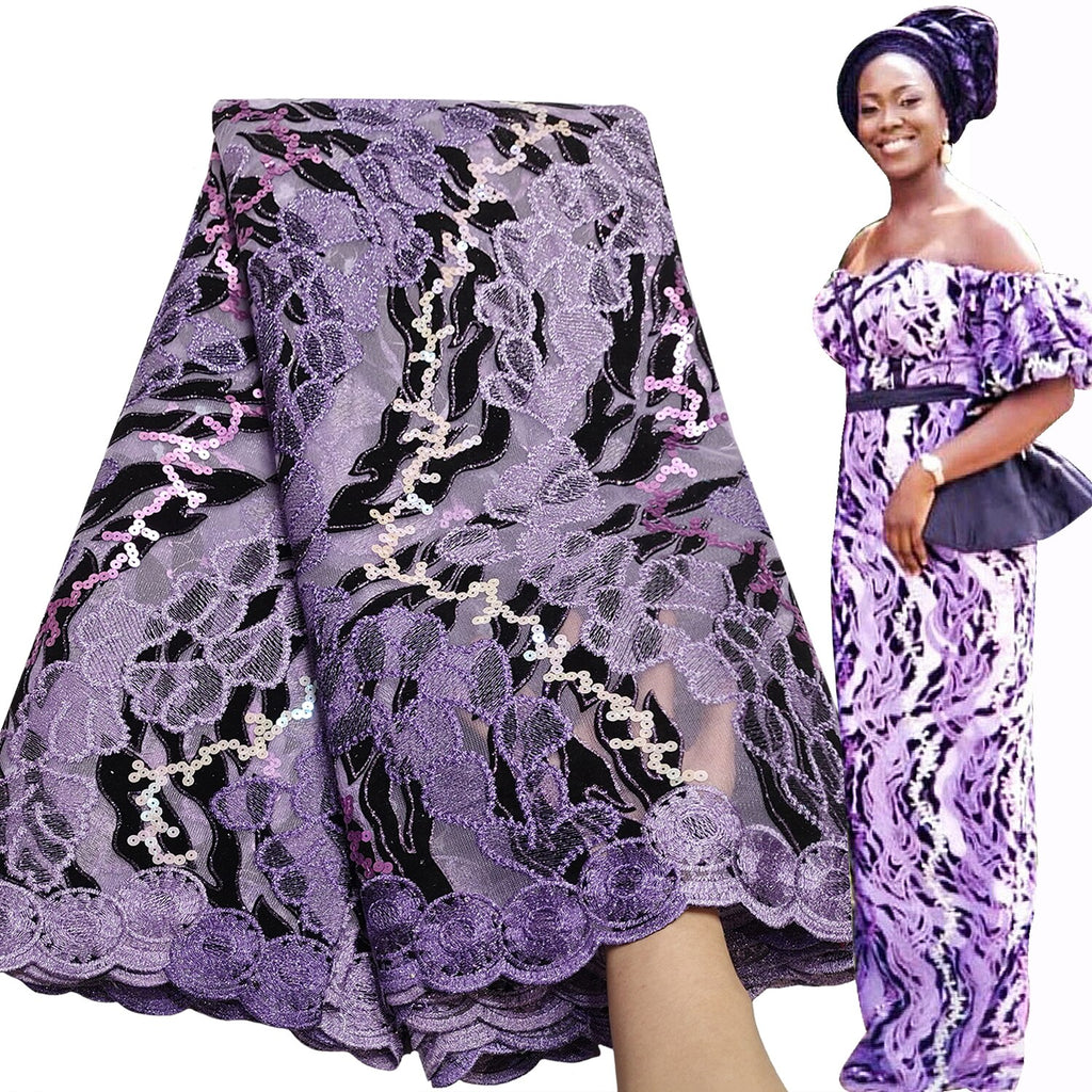 Bestway Unique Laser-cut Velvet Net Embroidery Sequin Lace Fabric