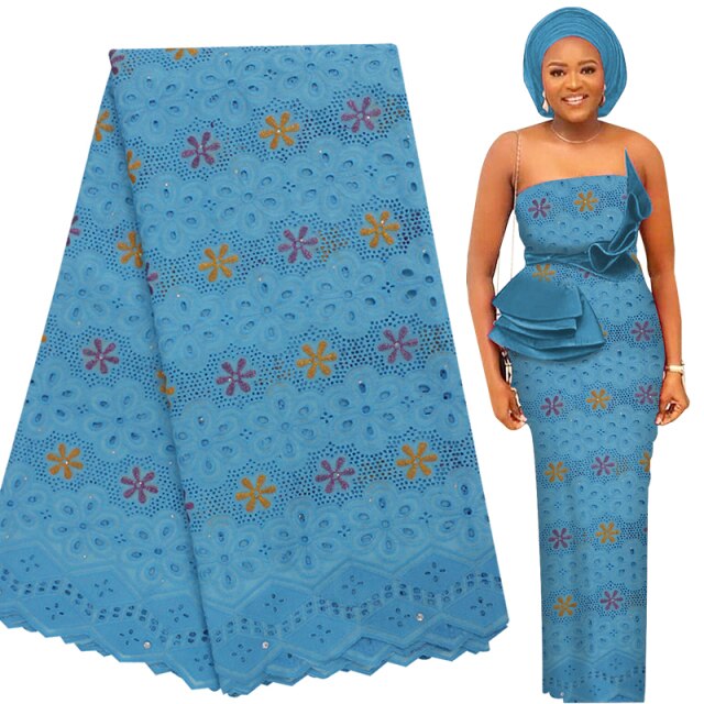 Bestway New 100% Cotton Swiss Voile Lace Elastic African Lace Fabric High Quality Nigerian Party Soft Eyelet Embroidery Sewing Materials