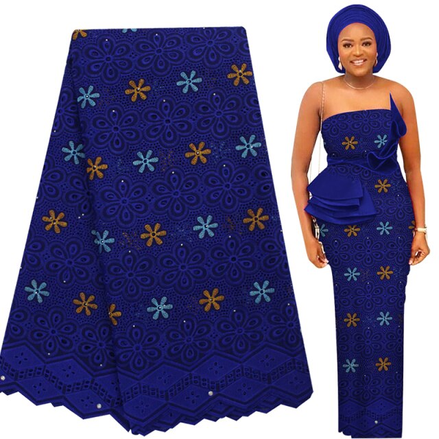 Bestway New 100% Cotton Swiss Voile Lace Elastic African Lace Fabric High Quality Nigerian Party Soft Eyelet Embroidery Sewing Materials