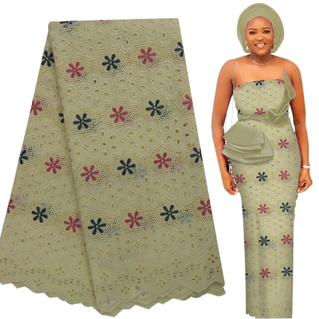 Bestway New 100% Cotton Swiss Voile Lace Elastic African Lace Fabric High Quality Nigerian Party Soft Eyelet Embroidery Sewing Materials