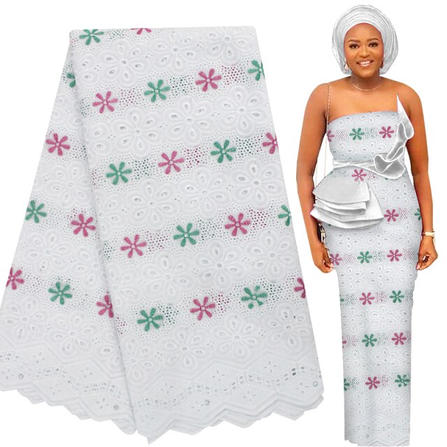 Bestway New 100% Cotton Swiss Voile Lace Elastic African Lace Fabric High Quality Nigerian Party Soft Eyelet Embroidery Sewing Materials
