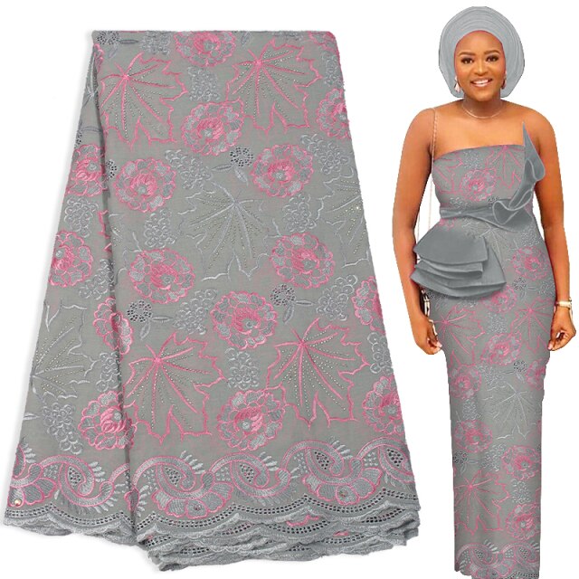 Bestway Swiss Cotton Voile Lace Fabric 2021 High Quality Nigerian Party Gown Embroidery Aso Ebi Style Soft African Lace Fabric