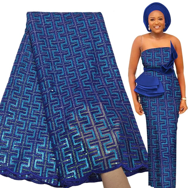 Bestway Fashion French Tulle Lace Fabric High Quality Nigerian Party Multicolor Sequin Embroidery African Lace Fabric